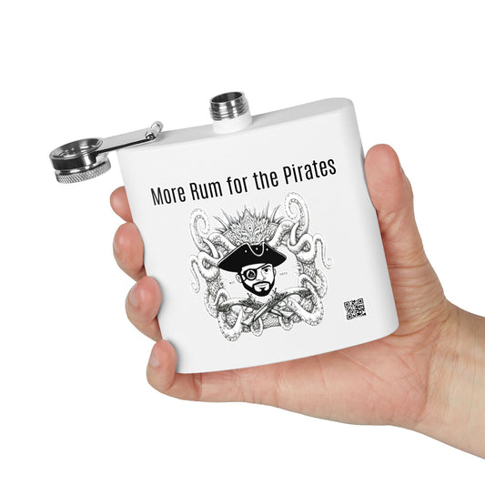 Pirate Octopus 6oz Stainless Steel Flask — "More Rum for the Pirate" Engraved Design