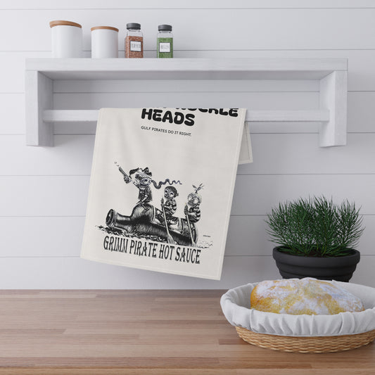 Grimmi Pirate Hot Sauce Tea Towel — The Ka-Nuckle Heads Kitchen Towel (Vintage Pirate Design)