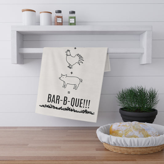Bar-B-Que!!! Cotton Tea Towel — Farm Animal BBQ Design