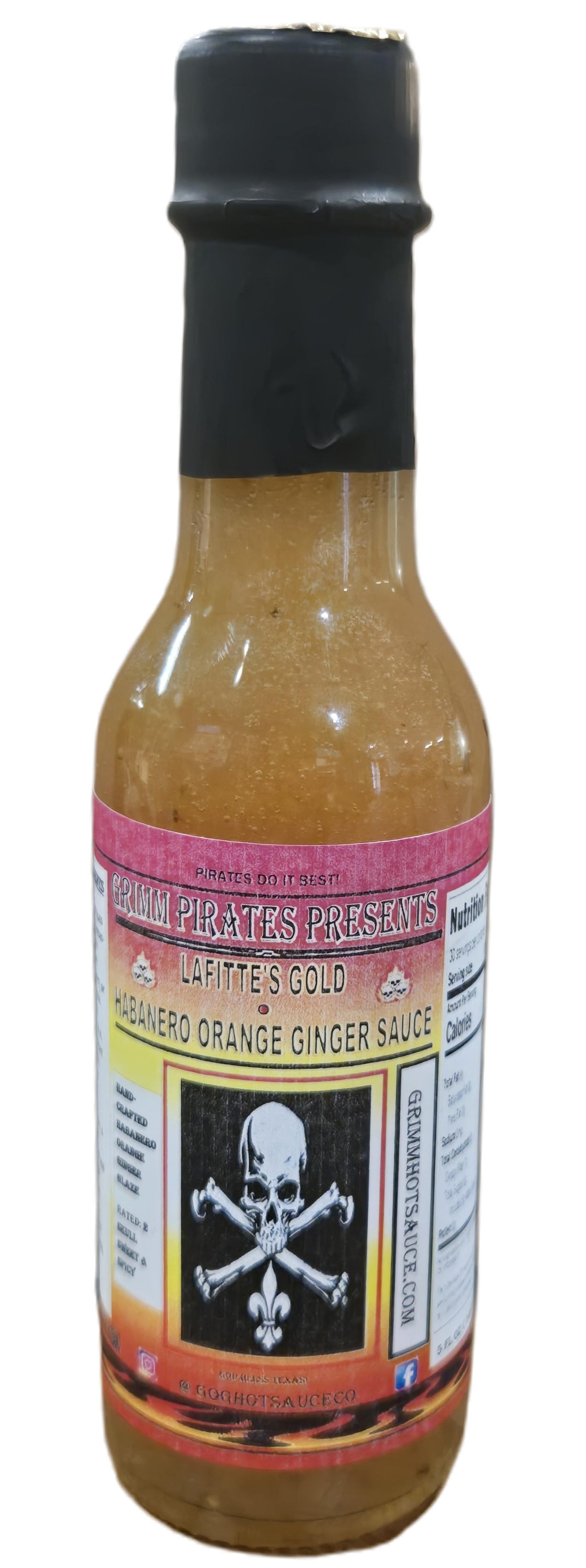 Laffite's Hot Gold Orange, Ginger, Habanero - 5oz Glass Bottle