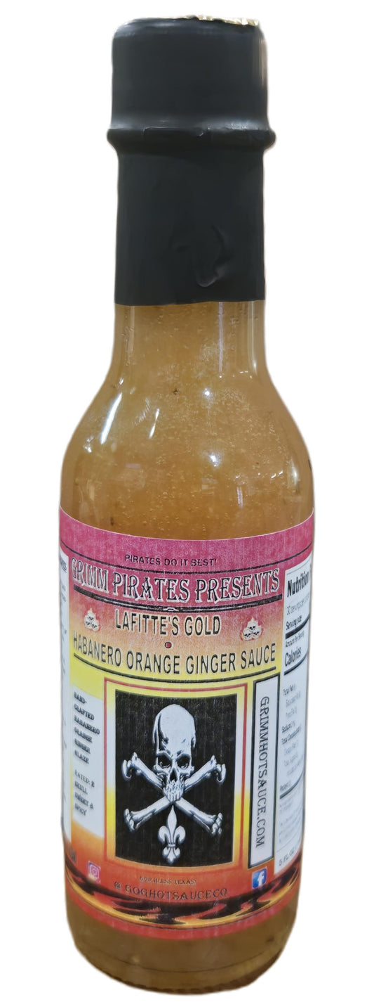 Laffite's Hot Gold Orange, Ginger, Habanero - 5oz Glass Bottle