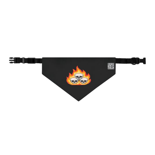 Flaming Skulls Pet Bandana Collar — Rocker Dog & Cat Accessory