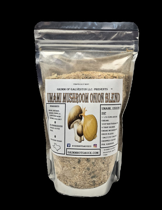 GRIMM'S UMAMI MUSHROOM ONION BLEND (LARGE) 2 CUP RESEAL POUCH.